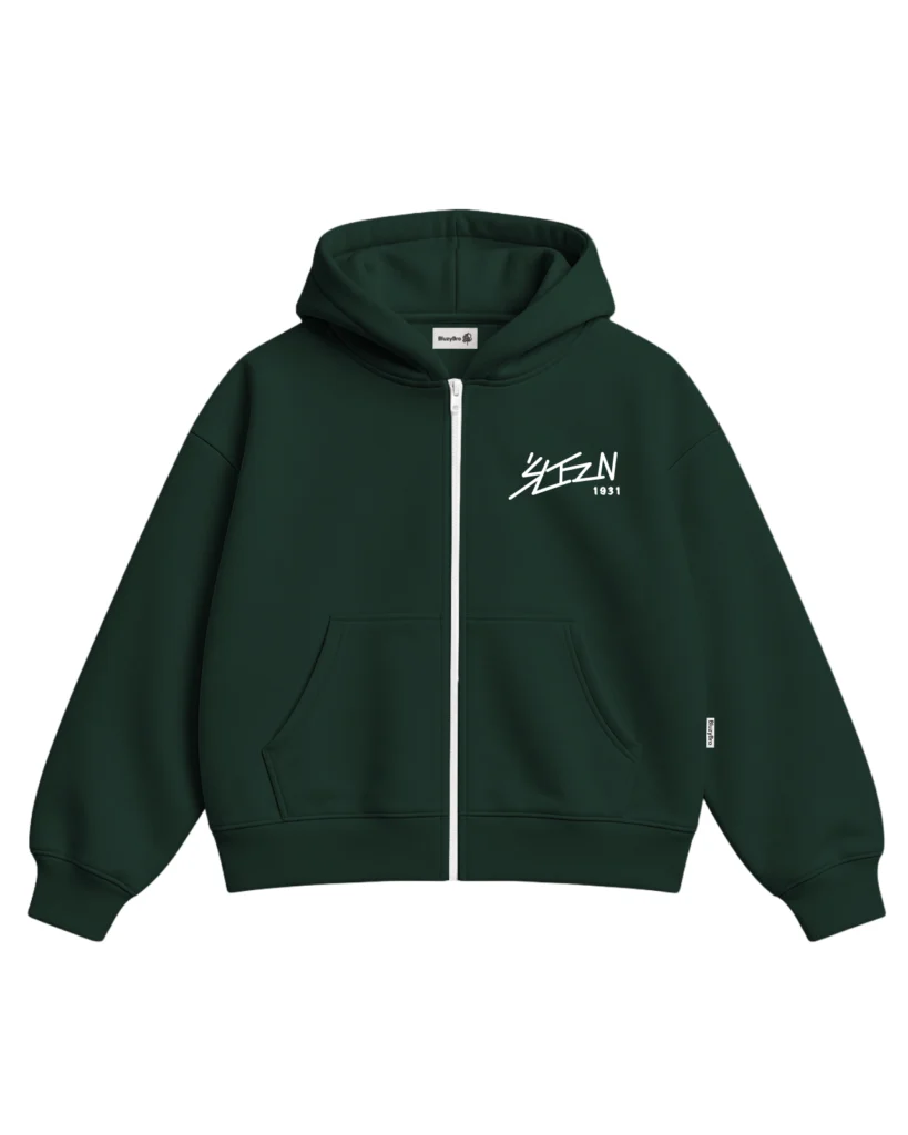 Bluza ultra boxy rozsuwana - Małe znakowanie napis