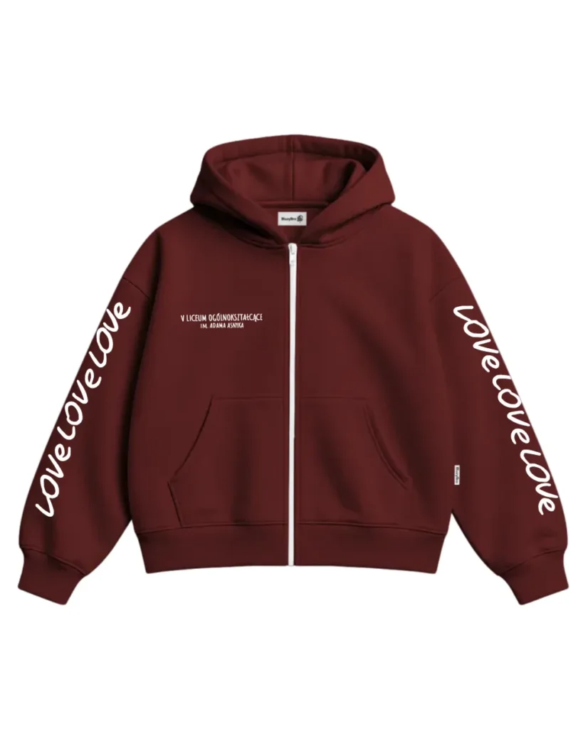 Bluza ultra boxy rozsuwana - Nadruk 5LO – tył
