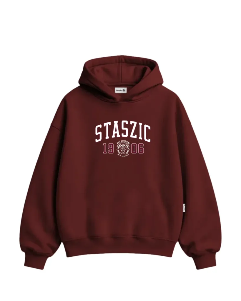 Bluza boxy - Haft Napis Staszic 14 LO Warszawa – tył